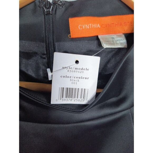 Cynthia Steffe Black Pleated Applique Sheath Dress 2 Shimmery Chic NEW $295 - Picture 8 of 10